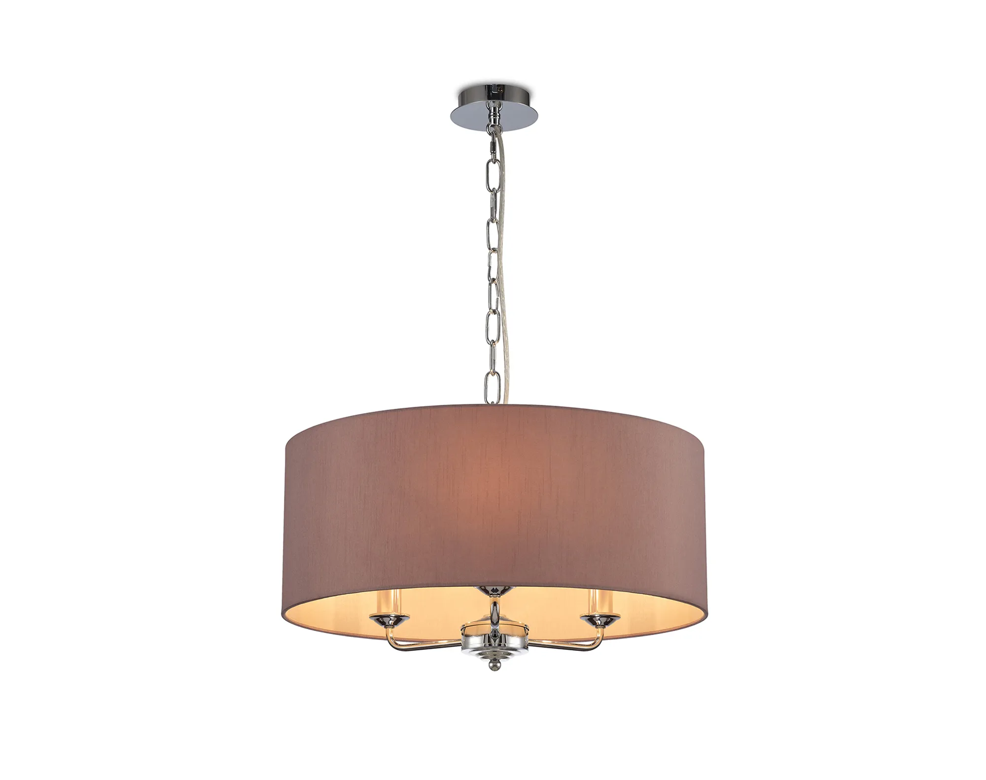 DK0026  Banyan 50cm 3 Light Pendant Polished Chrome; Taupe/Halo Gold